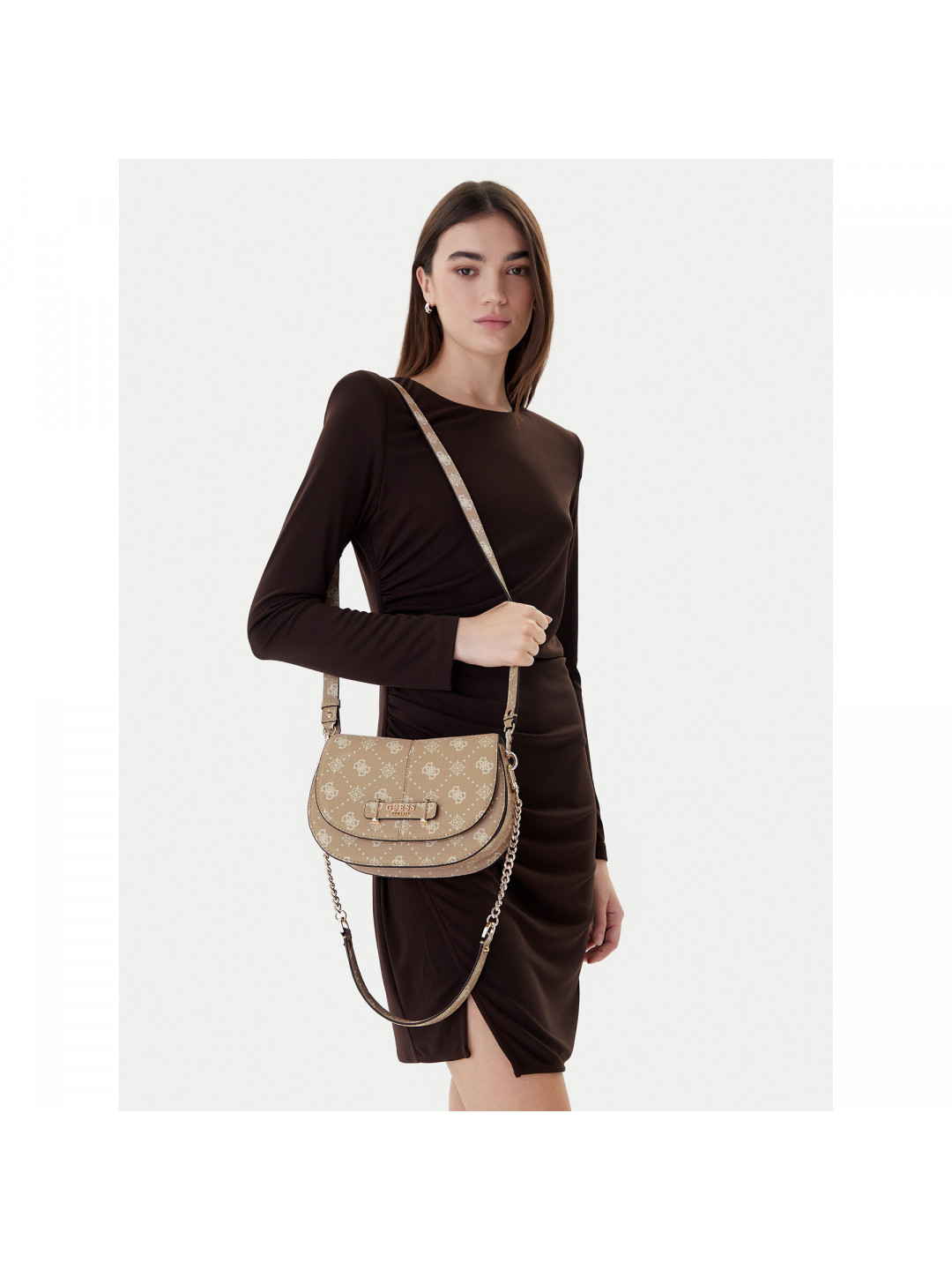 Kabelka Guess Carrie Logo HWGP98 98200 Béžová